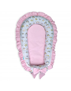 Set 5 piese Baby Nest Premium din Bumbac, curcubeu cu roz deschis 2