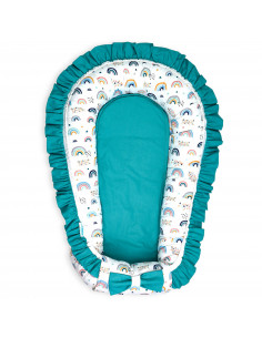 Set 5 piese Baby Nest Premium din Bumbac, curcubeu cu turcoaz 2