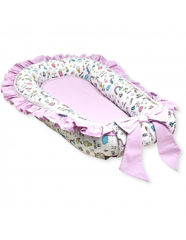 Baby Nest Premium din Bumbac, unicorn cu roz...