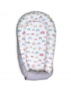 Baby Nest din Bumbac, curcubeu 2 cu gri
