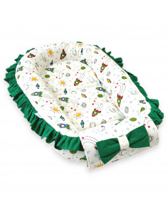 Set 5 piese Baby Nest Premium din Bumbac, rachete cu verde inchis
