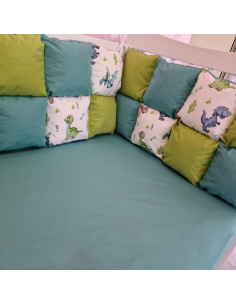 Aparatori de patut tip Patchwork verde cu turcoaz si... 2