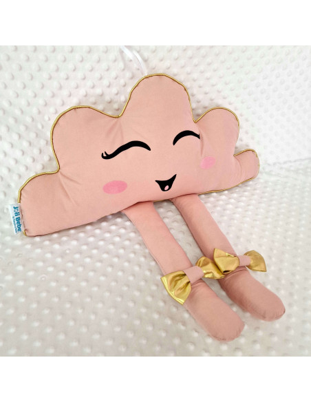 Perna decorativa Norisor cu picioare, roz pudra cu auriu