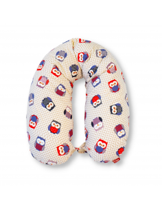 Perna pentru gravide tip cornulet 3 in 1 din bumbac, bufnite