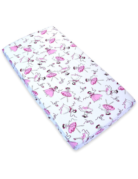 Cearsaf cu elastic pentru patut copii 120x60, balerine