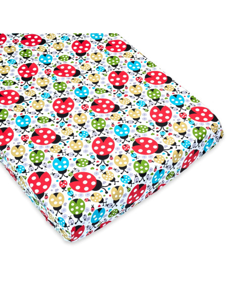 Cearsaf cu elastic pentru patut copii 120x60, buburuze