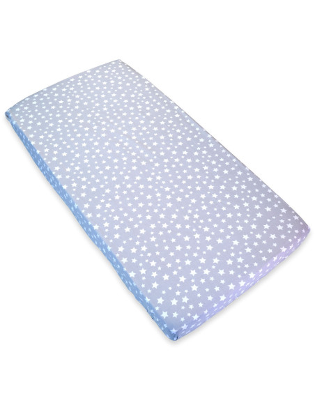 Cearsaf cu elastic pentru patut copii 120x60, stele albe cu fundal gri