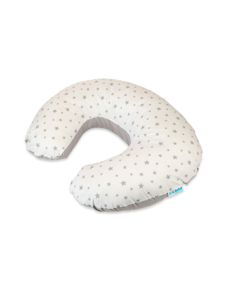 Husa Perna pentru alaptare 2 in 1, stele gri cu fundal alb