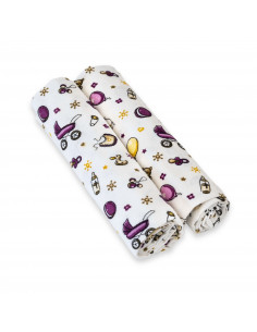 2 Scutece reutilizabile 70x70cm, jucarii mov