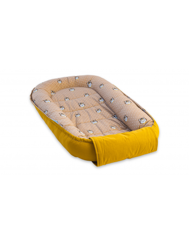 Baby Nest din Bumbac, model galben bufnita