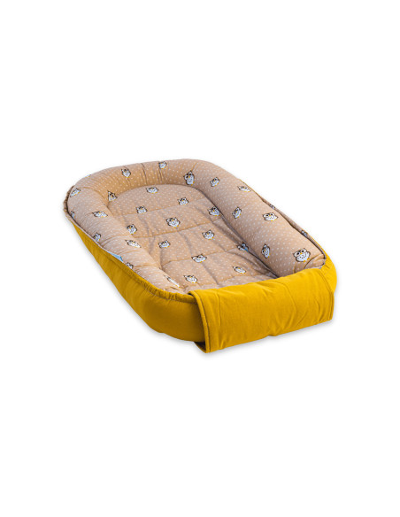 Baby Nest din Bumbac, model galben bufnita