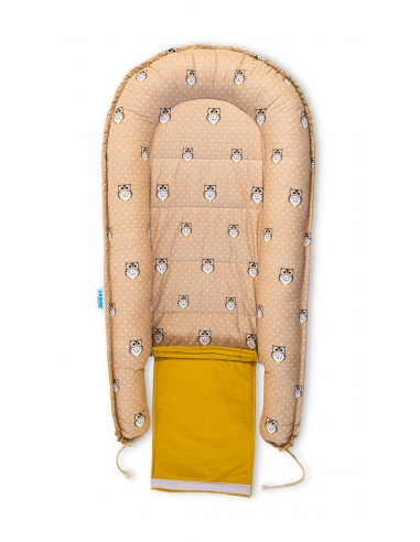 Baby Nest din Bumbac, model galben bufnita