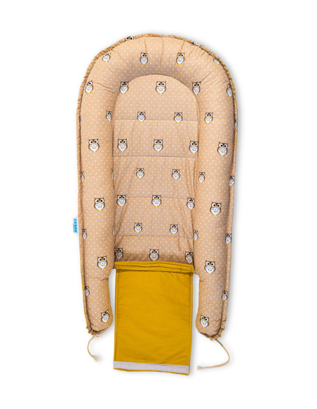 Baby Nest din Bumbac, model galben bufnita
