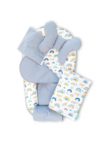 Set 5 piese Baby Nest din Bumbac, model gri curcubee