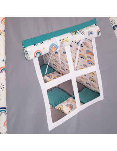 Cortulet de joaca Teepee, gri cu turcoaz si...