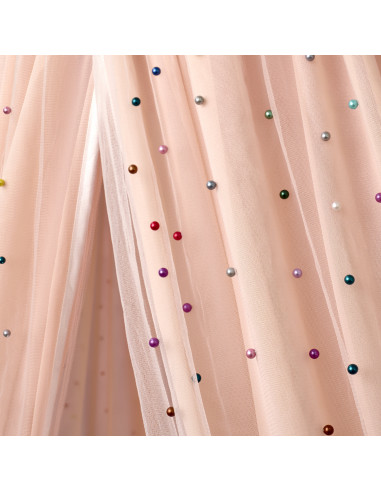 Baldachin de tavan din tulle si voal, peach alb