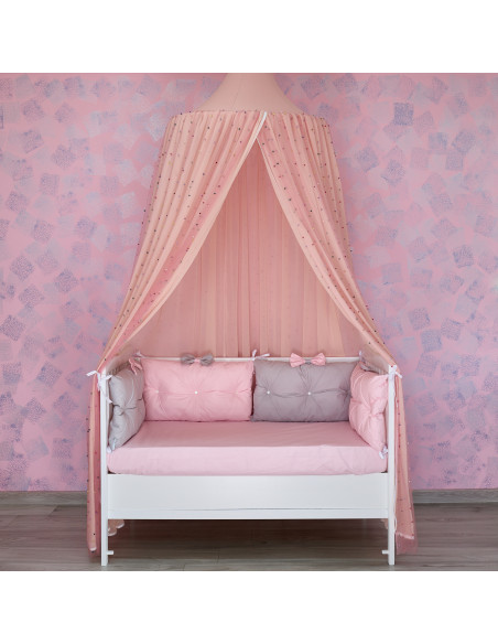 Baldachin de tavan din tulle si voal, peach roz