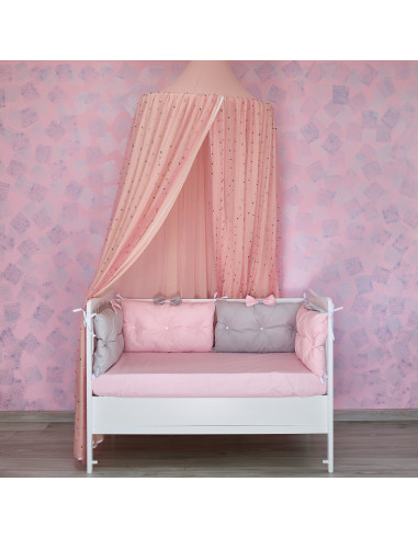 Baldachin de tavan din tulle si voal, peach roz