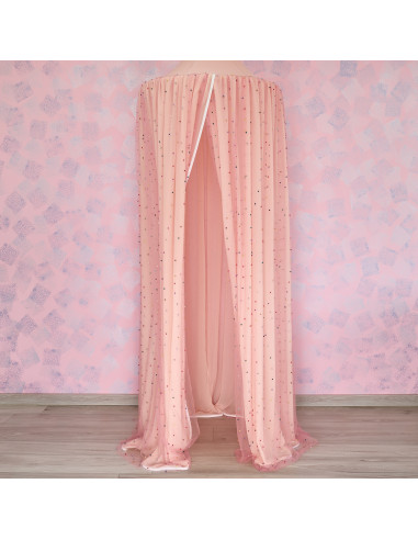 Baldachin de tavan din tulle si voal, peach roz