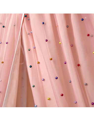 Baldachin de tavan din tulle si voal, peach roz