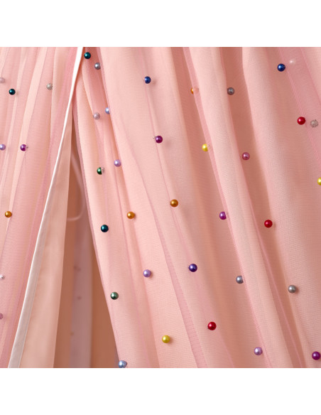 Baldachin de tavan din tulle si voal, peach roz